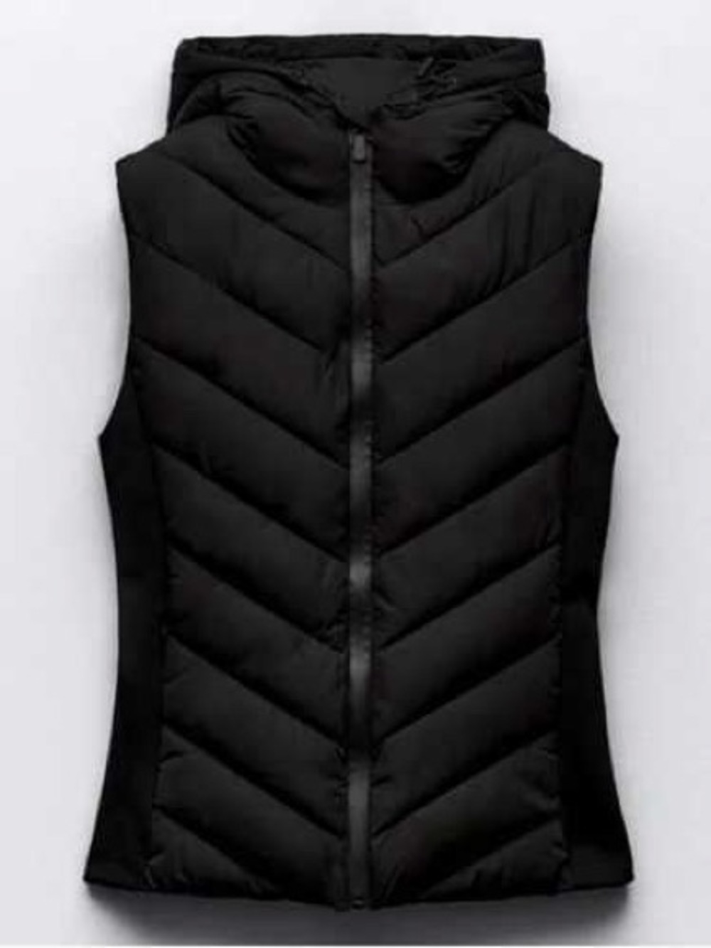 Zara Black Quilted Hooded Puffer Vest